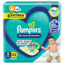 Pampers Pants Aloe 4-8kg S 52pcs