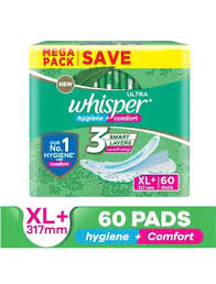 Whisper Ultra Hygiene and Comfort XL+ 60pads